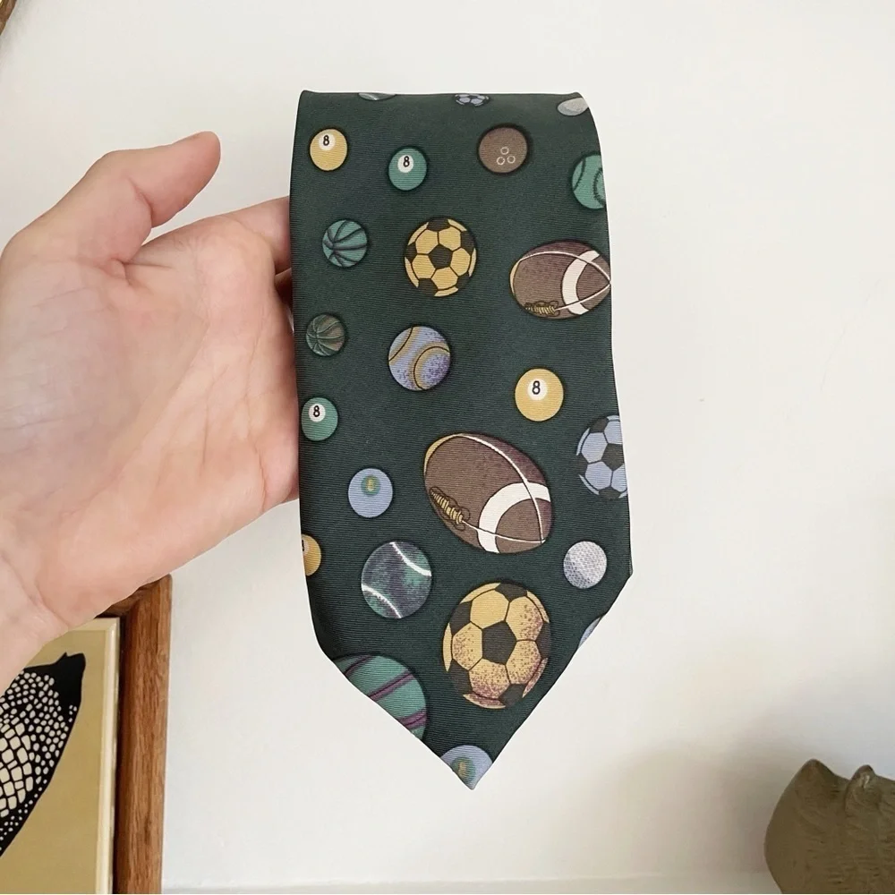 Vintage Expressions Silk Novelty Tie Pool Sports Football Soccer Bowling Ball
